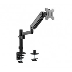 Arm for 1 monitor 17--32- - Gembird MA-DA1P-01, Adjustable desk display mounting arm, Gas spring 2-9 kg, VESA 75/100, arm rotates, extends and retracts, tilts to change reading angles, and allows to rotate display from landscape-to-portrait mode